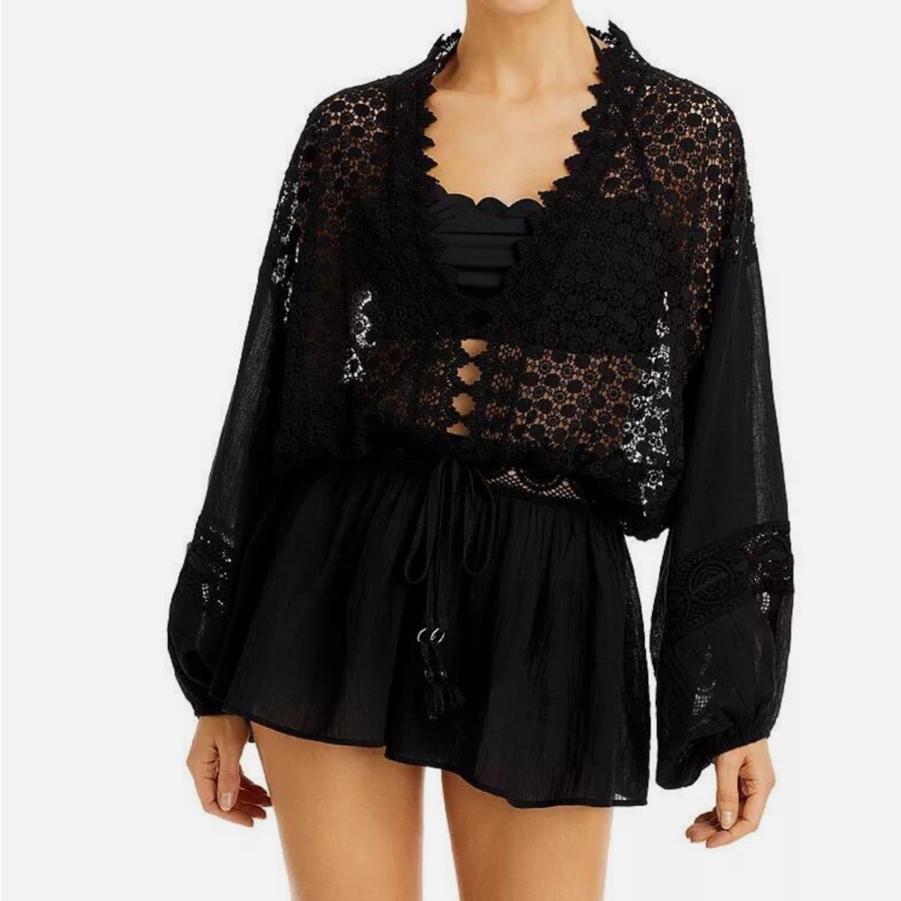 Ramy Brook NWOT Black crochet Cover-Up Dress